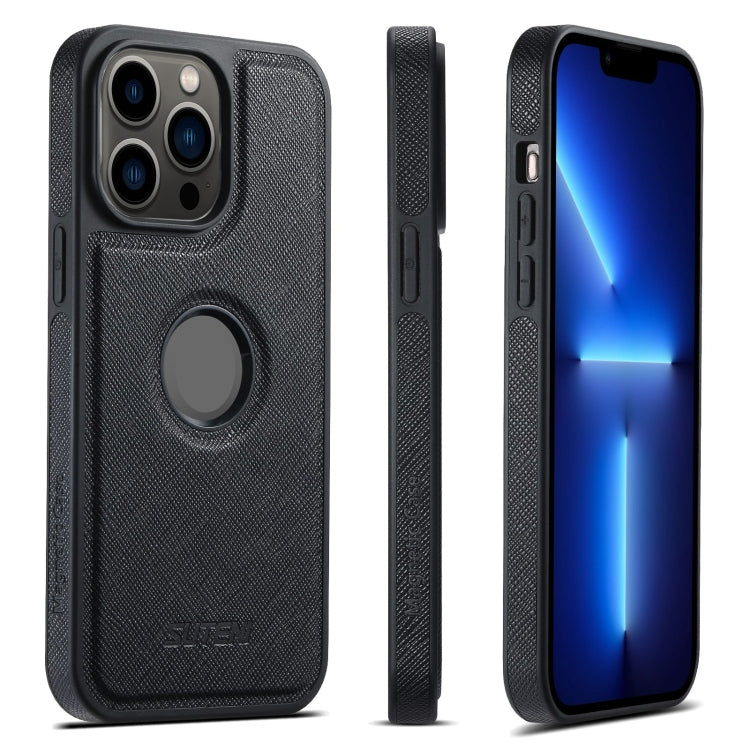 For iPhone 13 Pro Suteni G1 Cross Texture MagSafe Phone Case(Black)