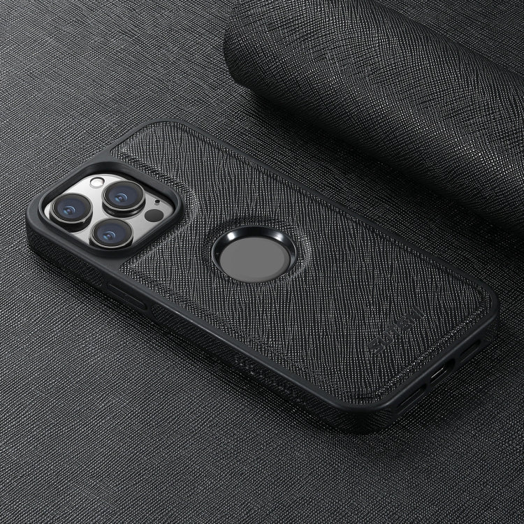For iPhone 13 Pro Suteni G1 Cross Texture MagSafe Phone Case(Black)