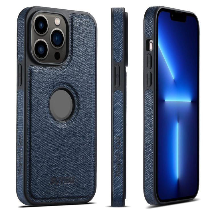 For iPhone 13 Pro Suteni G1 Cross Texture MagSafe Phone Case(Blue)
