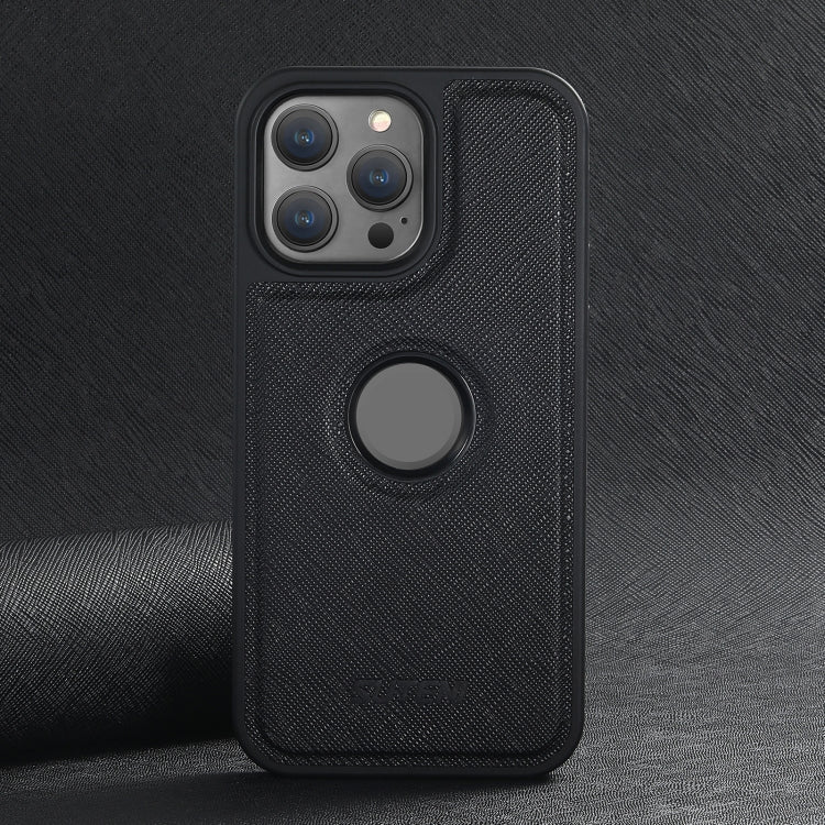 For iPhone 12 Pro Suteni G1 Cross Texture MagSafe Phone Case(Black)