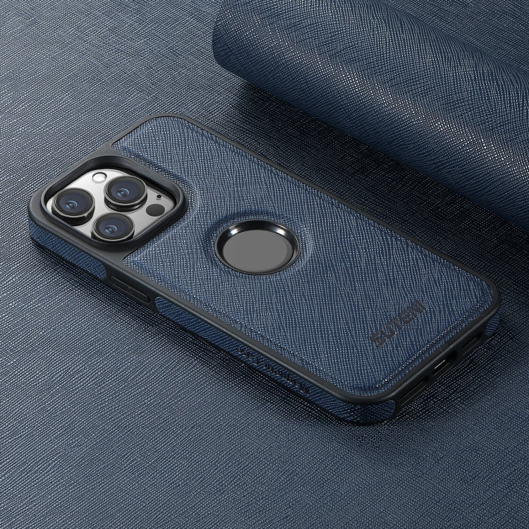For iPhone 12 Pro Suteni G1 Cross Texture MagSafe Phone Case(Blue)