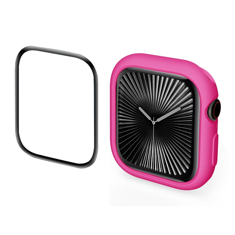 For Apple Watch Series 11 / 10 46mm ENKAY Hat-Prince 2 in 1 Candy Color TPU Watch Case with Full Coverage PMMA Soft Film(Rose)