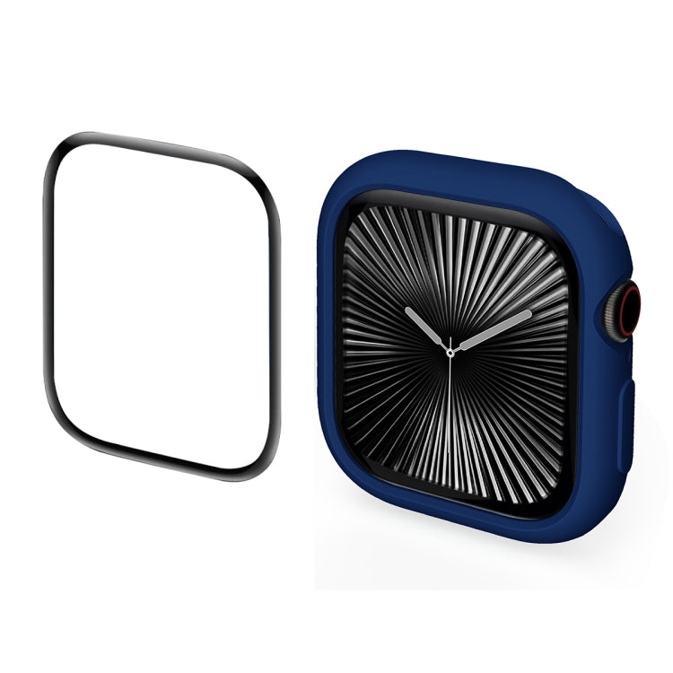 For Apple Watch Series 11 / 10 42mm ENKAY Hat-Prince 2 in 1 Candy Color TPU Watch Case with Full Coverage PMMA Soft Film(Dark Blue)