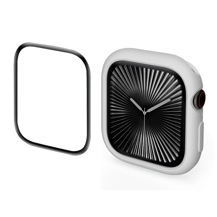 For Apple Watch Series 11 / 10 42mm ENKAY Hat-Prince 2 in 1 Candy Color TPU Watch Case with Full Coverage PMMA Soft Film(Light Grey)