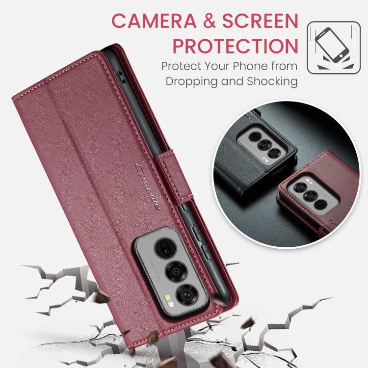 For OPPO Reno12 5G Global CaseMe 023 Butterfly Buckle Litchi Texture RFID Anti-theft Leather Phone Case(Red)