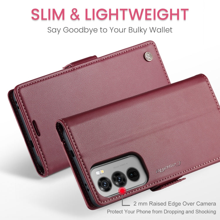 For OPPO Reno12 Pro 5G Global CaseMe 023 Butterfly Buckle Litchi Texture RFID Anti-theft Leather Phone Case(Red)