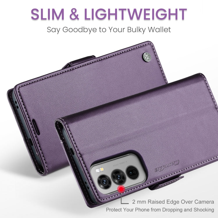 For OPPO Reno12 Pro 5G Global CaseMe 023 Butterfly Buckle Litchi Texture RFID Anti-theft Leather Phone Case(Purple)