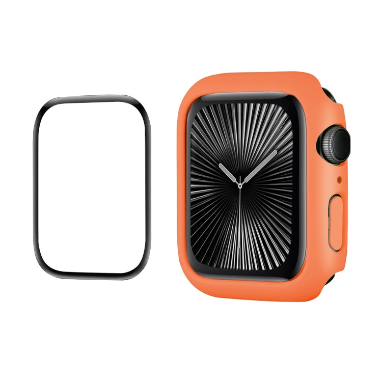 For Apple Watch Series 11 / 10 42mm ENKAY Hat-Prince 2 in 1 Solid Color PC Watch Case with Full Coverage PMMA Soft Film(Orange)