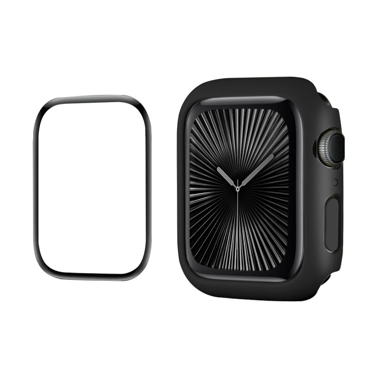 For Apple Watch Series 11 / 10 42mm ENKAY Hat-Prince 2 in 1 Solid Color PC Watch Case with Full Coverage PMMA Soft Film(Black)