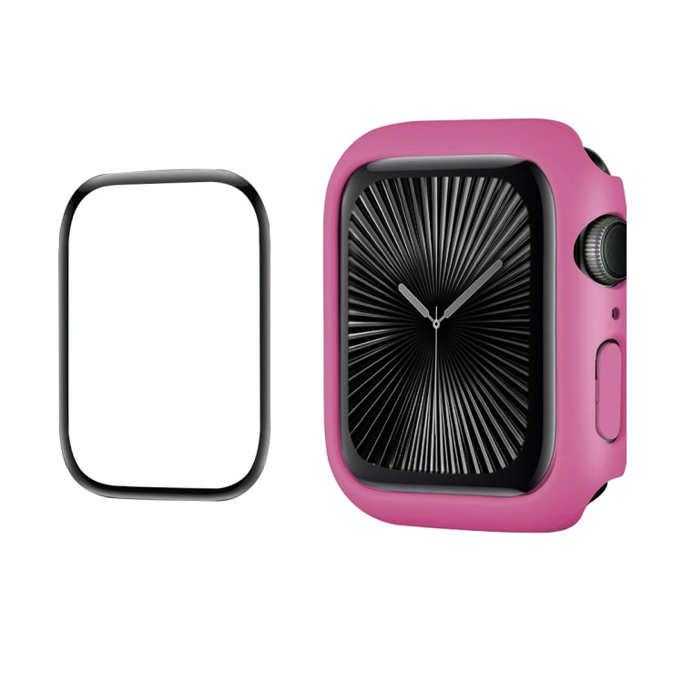 For Apple Watch Series 11 / 10 42mm ENKAY Hat-Prince 2 in 1 Solid Color PC Watch Case with Full Coverage PMMA Soft Film(Rose)