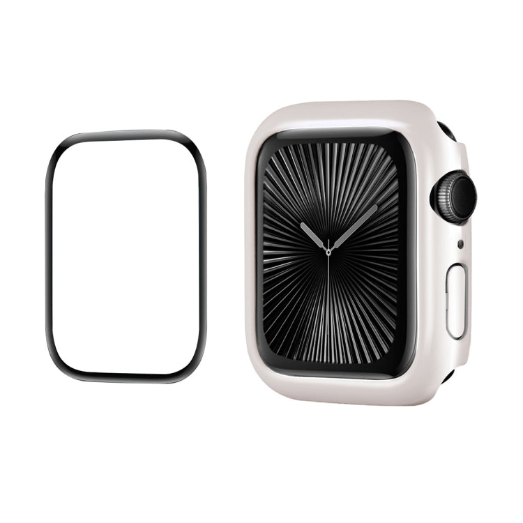 For Apple Watch Series 11 / 10 42mm ENKAY Hat-Prince 2 in 1 Solid Color PC Watch Case with Full Coverage PMMA Soft Film(Silver)