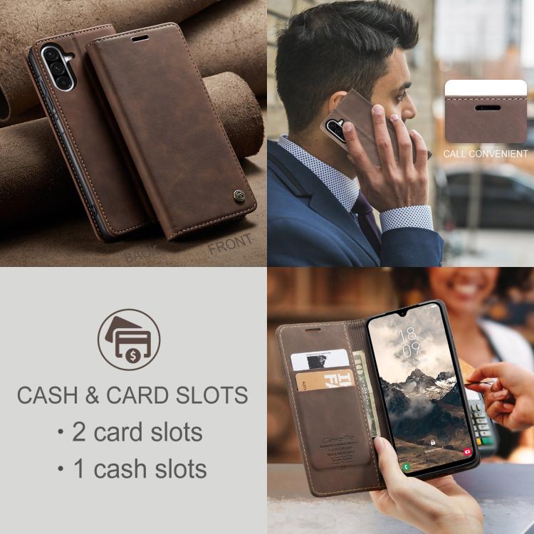 For Samsung Galaxy A26 CaseMe 013 Multifunctional Horizontal Flip Leather Phone Case(Coffee)