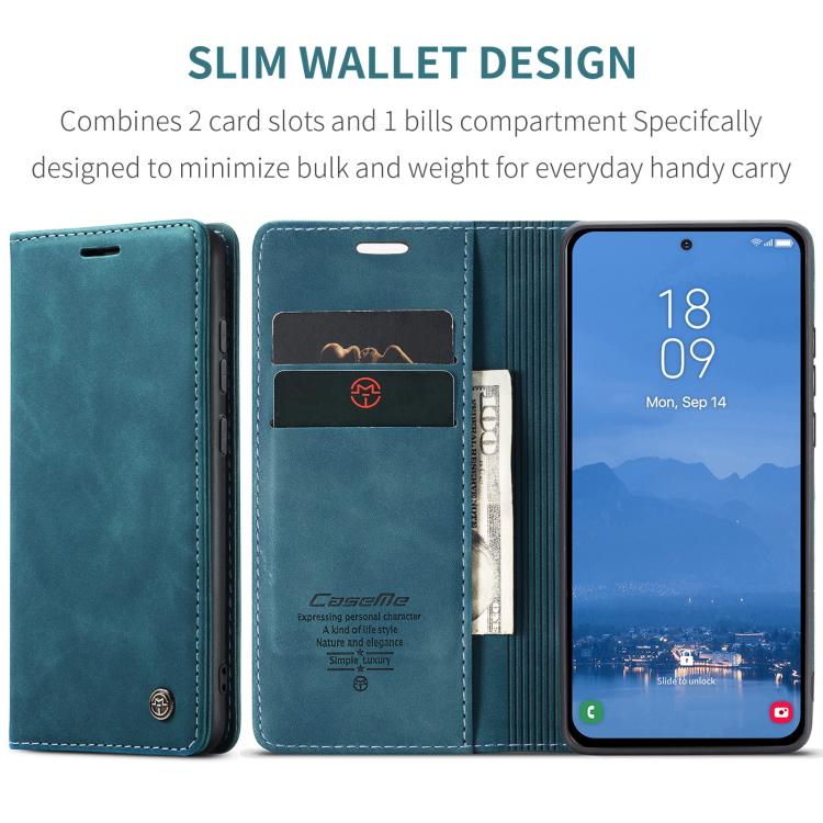 For Samsung Galaxy S25+ 5G CaseMe 013 Multifunctional Horizontal Flip Leather Phone Case(Blue)