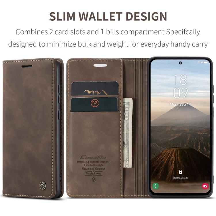 For Samsung Galaxy S25+ 5G CaseMe 013 Multifunctional Horizontal Flip Leather Phone Case(Coffee)