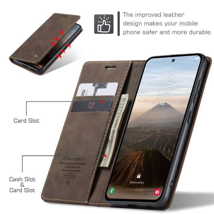 For Samsung Galaxy S25+ 5G CaseMe 013 Multifunctional Horizontal Flip Leather Phone Case(Coffee)