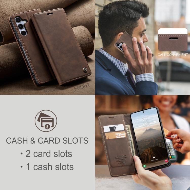 For Samsung Galaxy S25+ 5G CaseMe 013 Multifunctional Horizontal Flip Leather Phone Case(Coffee)