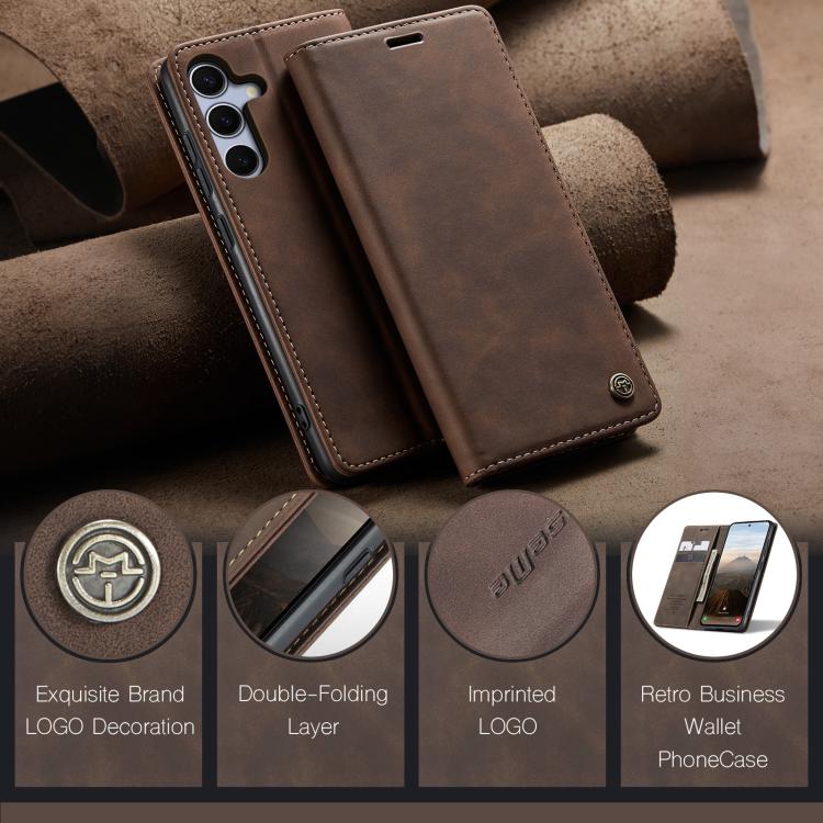 For Samsung Galaxy S25+ 5G CaseMe 013 Multifunctional Horizontal Flip Leather Phone Case(Coffee)