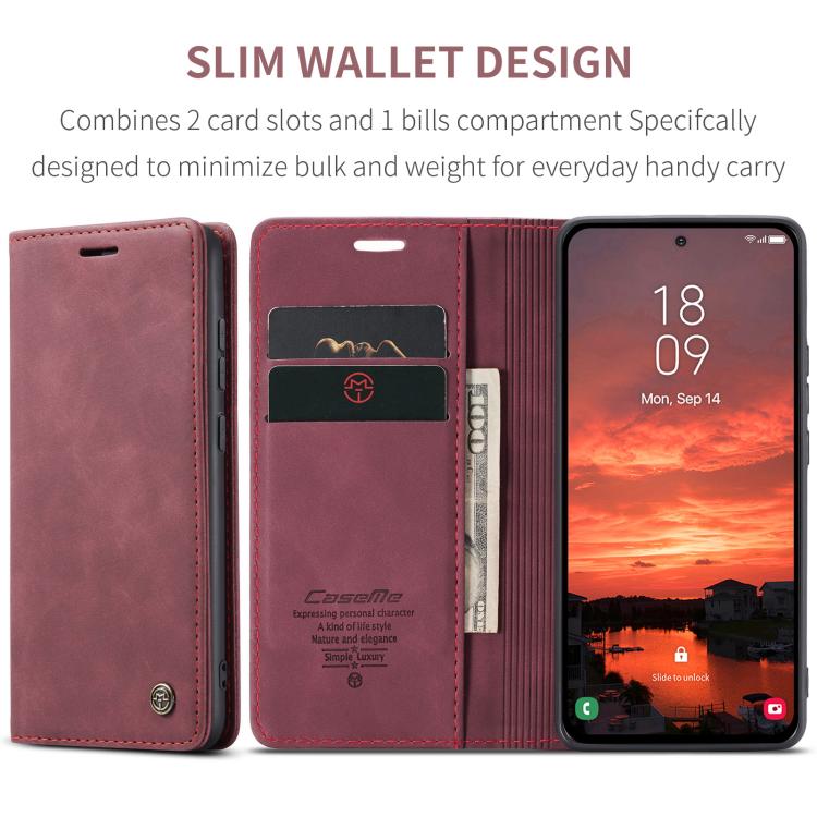 For Samsung Galaxy S25+ 5G CaseMe 013 Multifunctional Horizontal Flip Leather Phone Case(Red)