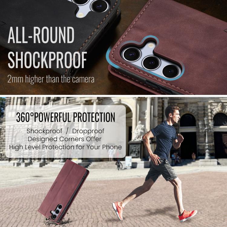 For Samsung Galaxy S25+ 5G CaseMe 013 Multifunctional Horizontal Flip Leather Phone Case(Red)