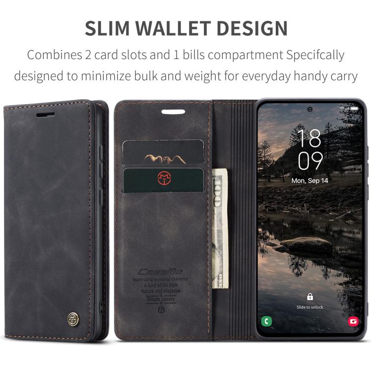 For Samsung Galaxy S25+ 5G CaseMe 013 Multifunctional Horizontal Flip Leather Phone Case(Black)