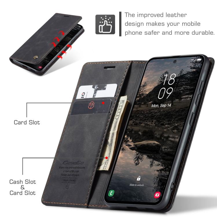 For Samsung Galaxy S25+ 5G CaseMe 013 Multifunctional Horizontal Flip Leather Phone Case(Black)