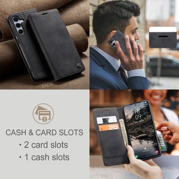 For Samsung Galaxy S25+ 5G CaseMe 013 Multifunctional Horizontal Flip Leather Phone Case(Black)