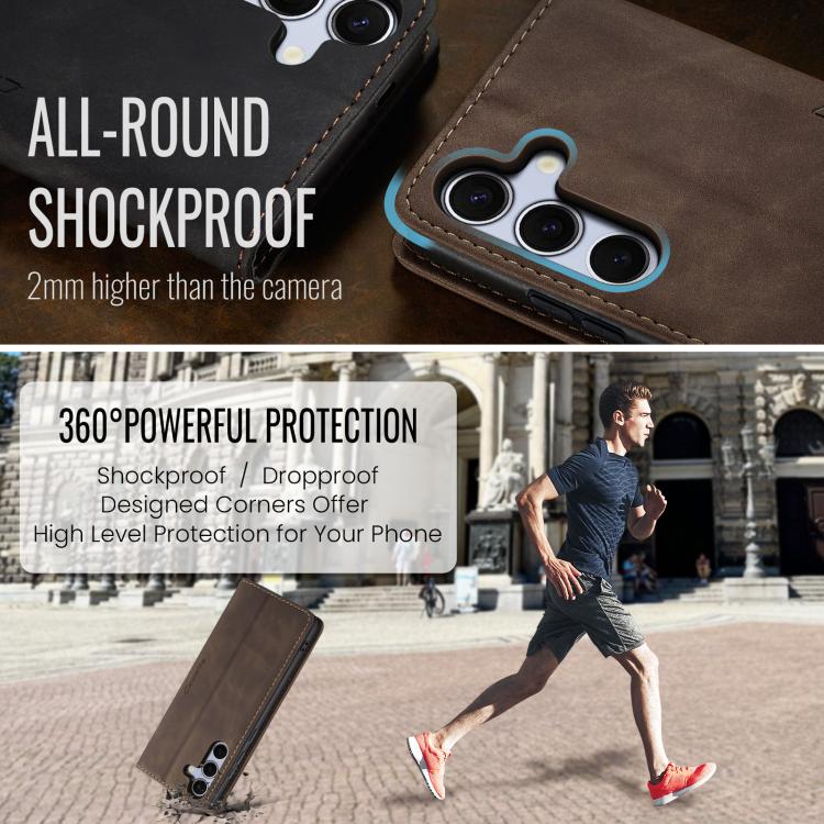 For Samsung Galaxy S25 5G CaseMe 013 Multifunctional Horizontal Flip Leather Phone Case(Coffee)