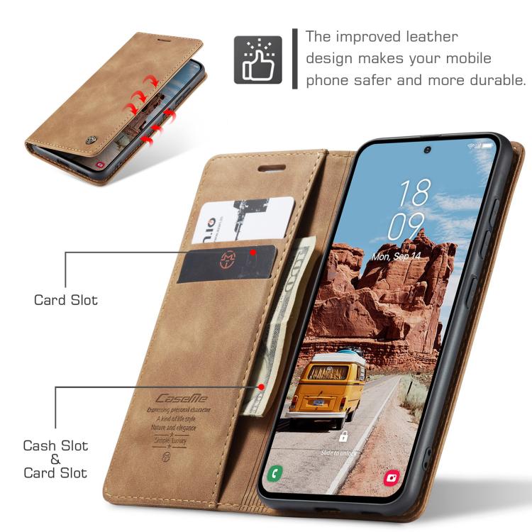 For Samsung Galaxy S25 5G CaseMe 013 Multifunctional Horizontal Flip Leather Phone Case(Brown)