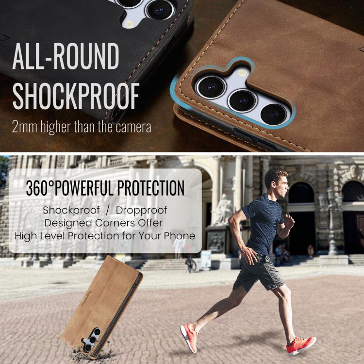 For Samsung Galaxy S25 5G CaseMe 013 Multifunctional Horizontal Flip Leather Phone Case(Brown)