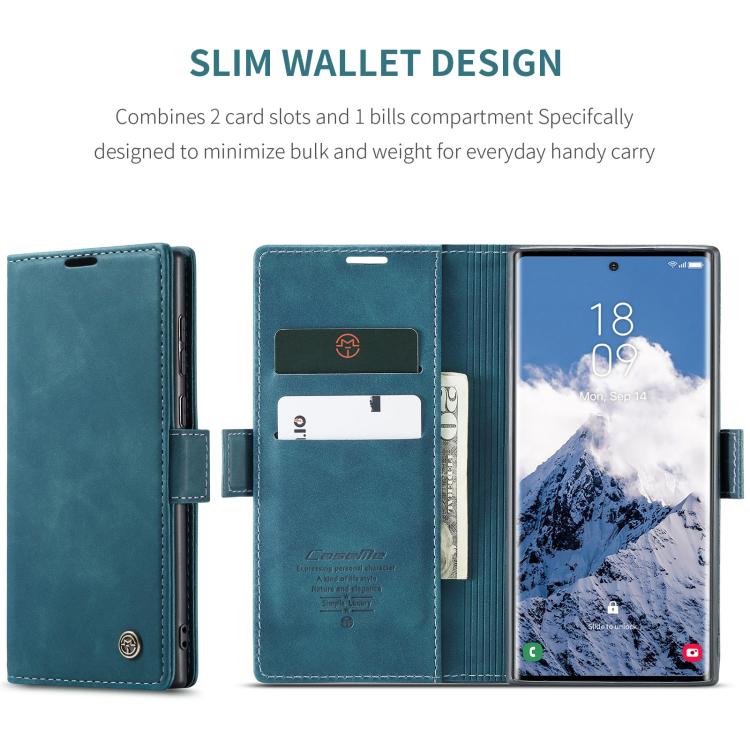 For Samsung Galaxy S25 Ultra 5G CaseMe 013 Multifunctional Horizontal Flip Leather Phone Case(Blue)
