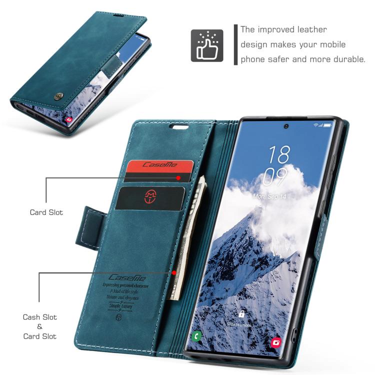 For Samsung Galaxy S25 Ultra 5G CaseMe 013 Multifunctional Horizontal Flip Leather Phone Case(Blue)