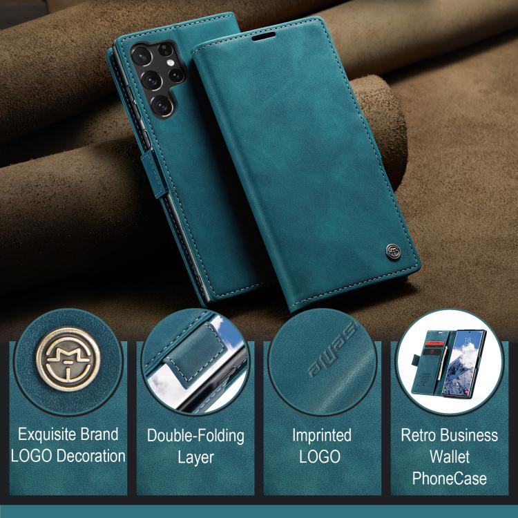 For Samsung Galaxy S25 Ultra 5G CaseMe 013 Multifunctional Horizontal Flip Leather Phone Case(Blue)