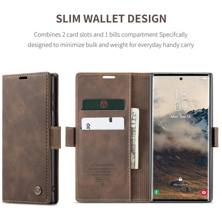For Samsung Galaxy S25 Ultra 5G CaseMe 013 Multifunctional Horizontal Flip Leather Phone Case(Coffee)