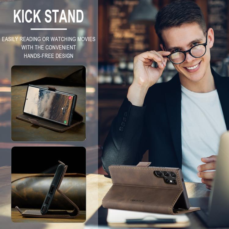 For Samsung Galaxy S25 Ultra 5G CaseMe 013 Multifunctional Horizontal Flip Leather Phone Case(Coffee)