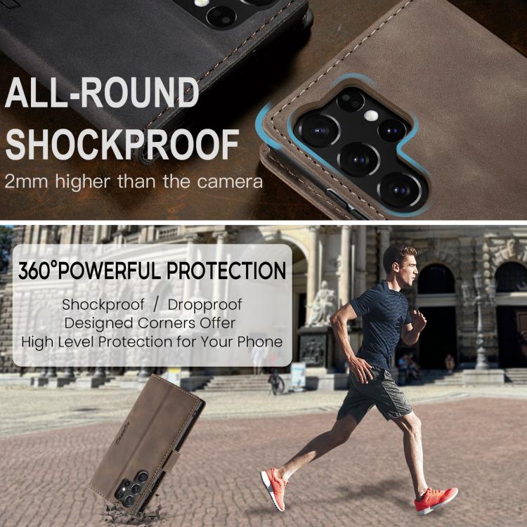 For Samsung Galaxy S25 Ultra 5G CaseMe 013 Multifunctional Horizontal Flip Leather Phone Case(Coffee)