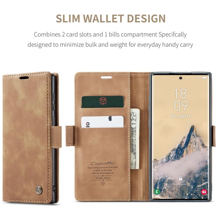 For Samsung Galaxy S25 Ultra 5G CaseMe 013 Multifunctional Horizontal Flip Leather Phone Case(Brown)