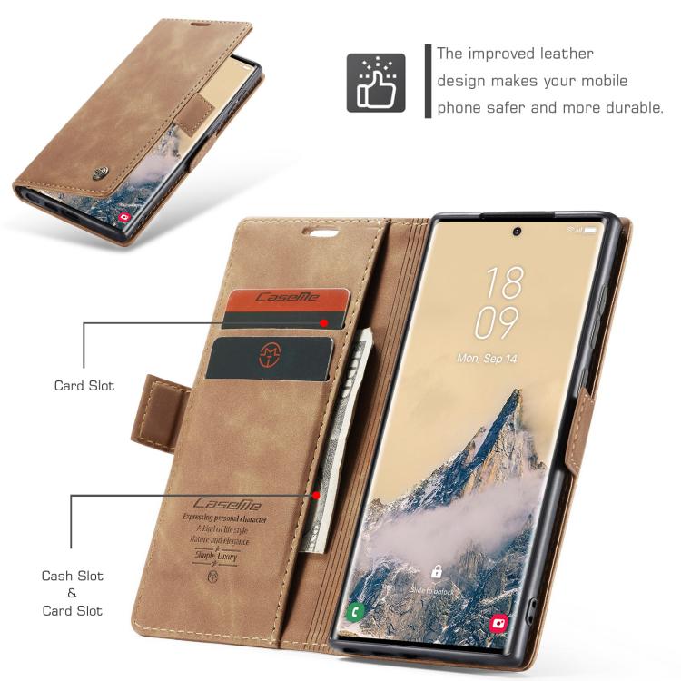 For Samsung Galaxy S25 Ultra 5G CaseMe 013 Multifunctional Horizontal Flip Leather Phone Case(Brown)