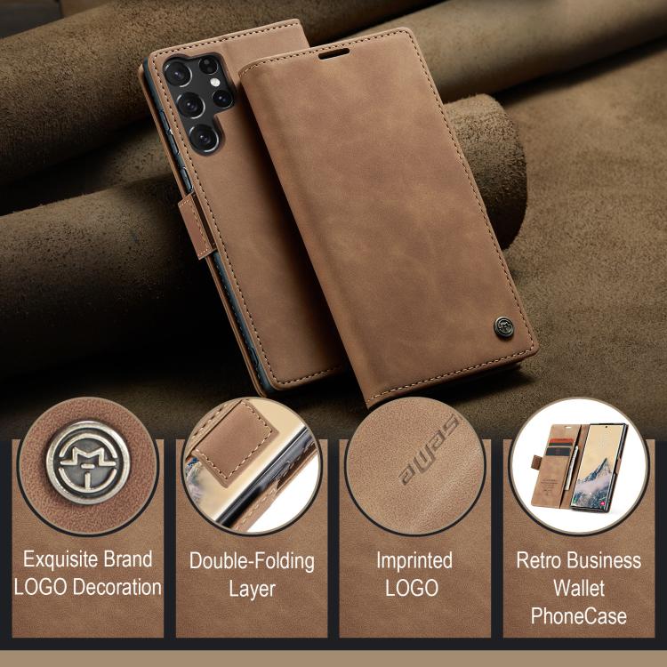 For Samsung Galaxy S25 Ultra 5G CaseMe 013 Multifunctional Horizontal Flip Leather Phone Case(Brown)