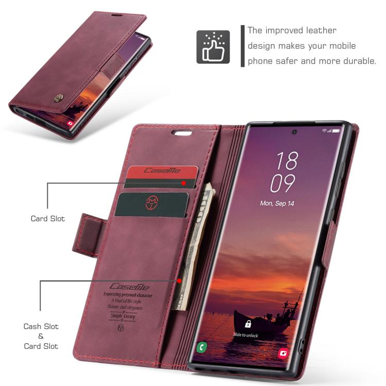 For Samsung Galaxy S25 Ultra 5G CaseMe 013 Multifunctional Horizontal Flip Leather Phone Case(Red)