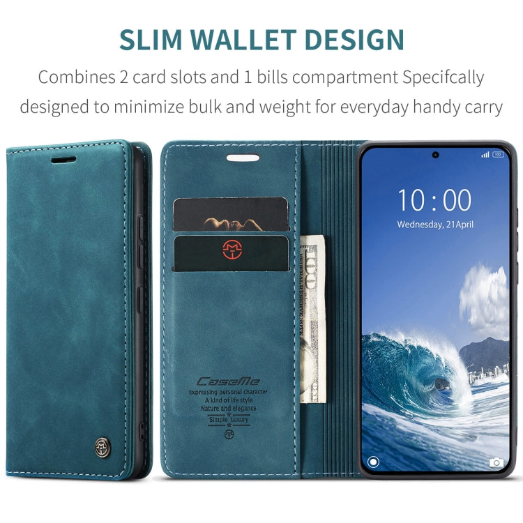 For Xiaomi 14T CaseMe 013 Multifunctional Horizontal Flip Leather Phone Case(Blue)