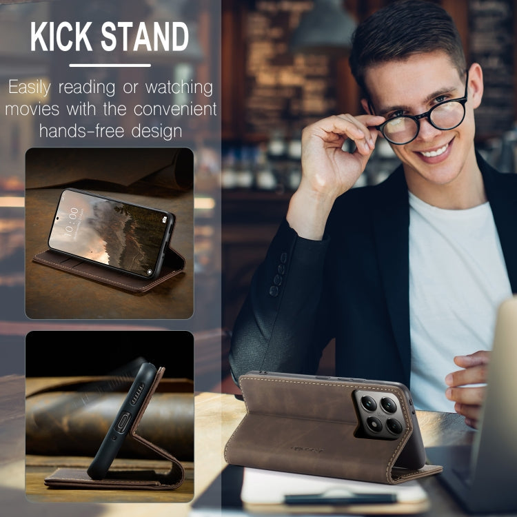 For Xiaomi 14T Pro CaseMe 013 Multifunctional Horizontal Flip Leather Phone Case(Coffee)
