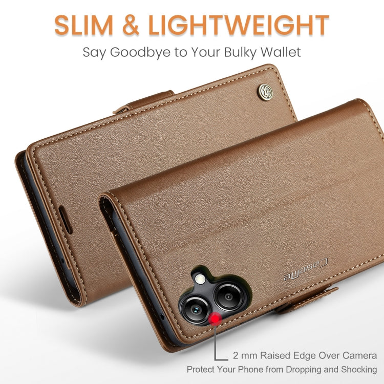 For Samsung Galaxy A07 / A06 CaseMe 023 Butterfly Buckle Litchi Texture RFID Anti-theft Leather Phone Case(Brown)