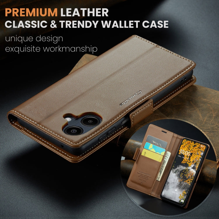 For Samsung Galaxy A07 / A06 CaseMe 023 Butterfly Buckle Litchi Texture RFID Anti-theft Leather Phone Case(Brown)