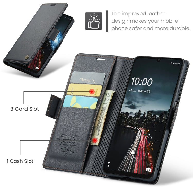 For Samsung Galaxy A16 5G CaseMe 023 Butterfly Buckle Litchi Texture RFID Anti-theft Leather Phone Case(Black)