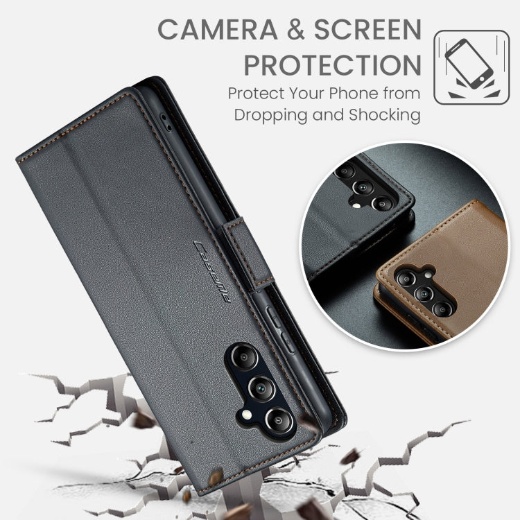 For Samsung Galaxy A16 5G CaseMe 023 Butterfly Buckle Litchi Texture RFID Anti-theft Leather Phone Case(Black)
