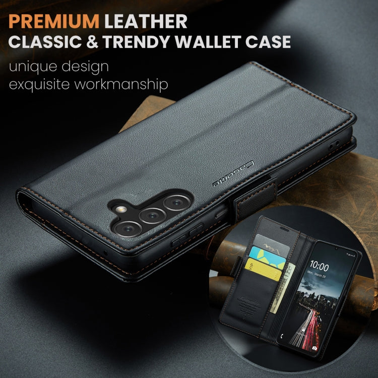 For Samsung Galaxy A16 5G CaseMe 023 Butterfly Buckle Litchi Texture RFID Anti-theft Leather Phone Case(Black)