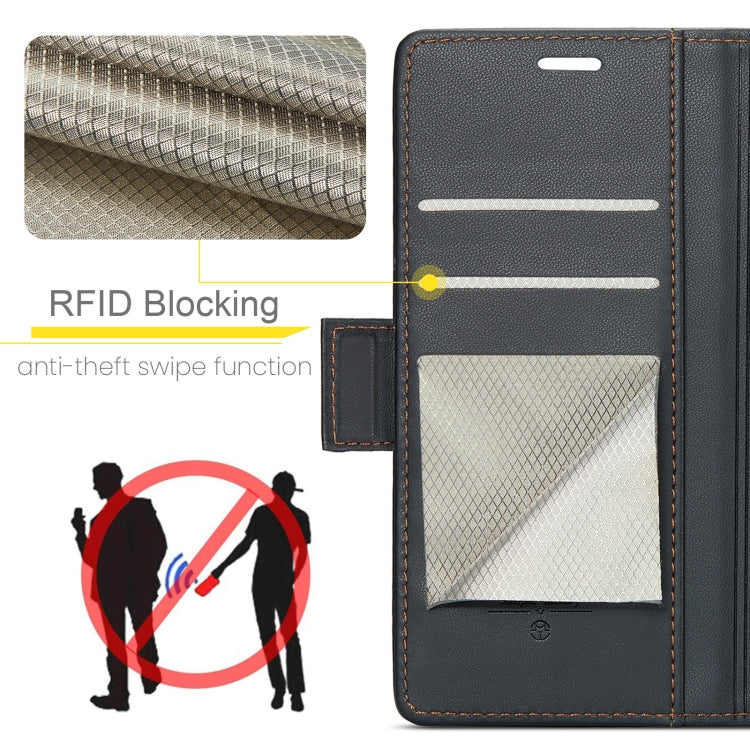 For Samsung Galaxy A16 5G CaseMe 023 Butterfly Buckle Litchi Texture RFID Anti-theft Leather Phone Case(Black)