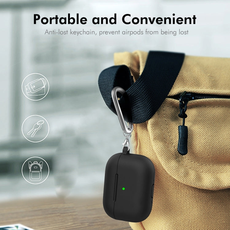 For Apple AirPods 4 2024 ENKAY Hat-Prince Thickened Silicone Case with Hook and Anti-lost Silicone Earbuds(Purplish Red)