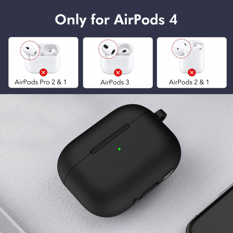 For Apple AirPods 4 2024 ENKAY Hat-Prince Thickened Silicone Case with Hook and Anti-lost Silicone Earbuds(Olive Green)