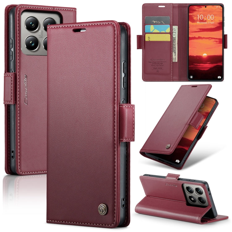For Xiaomi 14T CaseMe 023 Butterfly Buckle Litchi Texture RFID Anti-theft Leather Phone Case(Red)